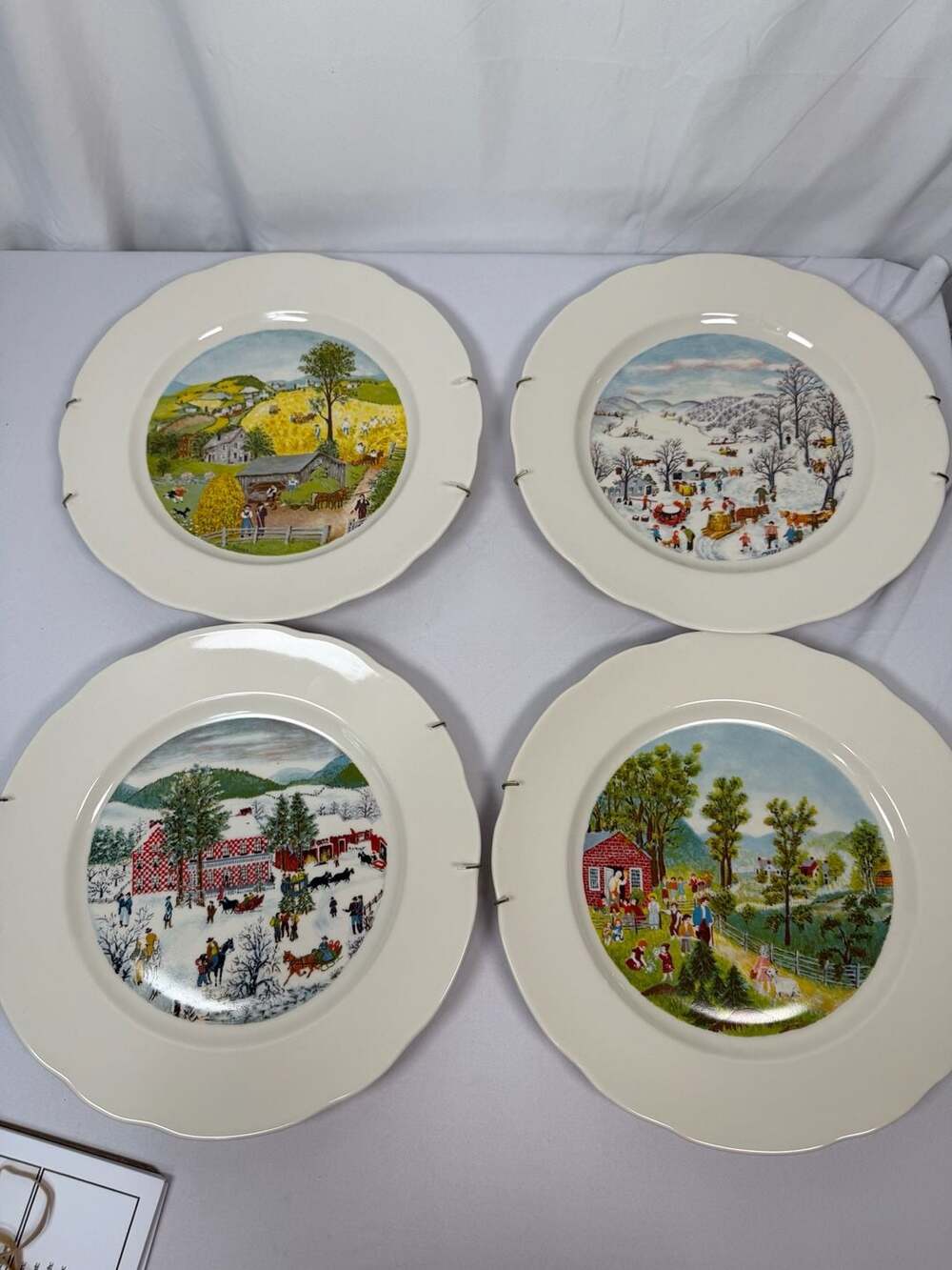 Grandma Moses Syracuse China International Limited Edition Set of 4 Plates Folk